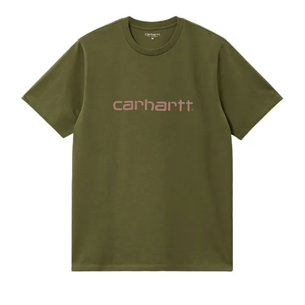 T Shirts | Carhartt WIP SS Script T Shirt Dundee Glassy Pink Green