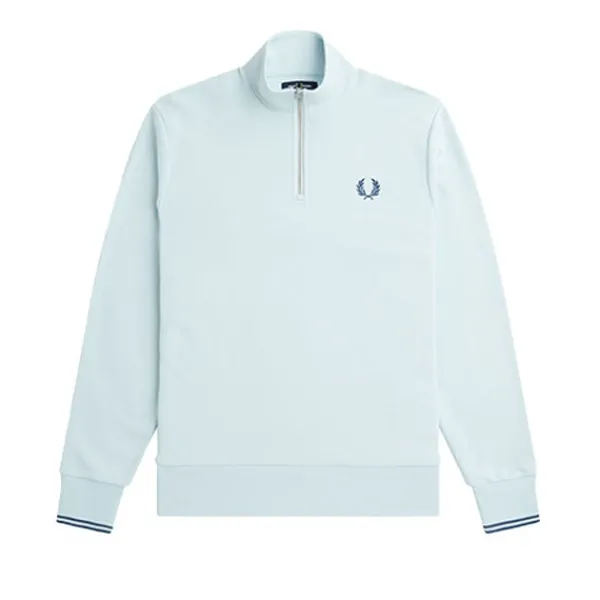 Sweatshirts | Fred Perry Half Zip Sweatshirt Light Ice Midnight Blue