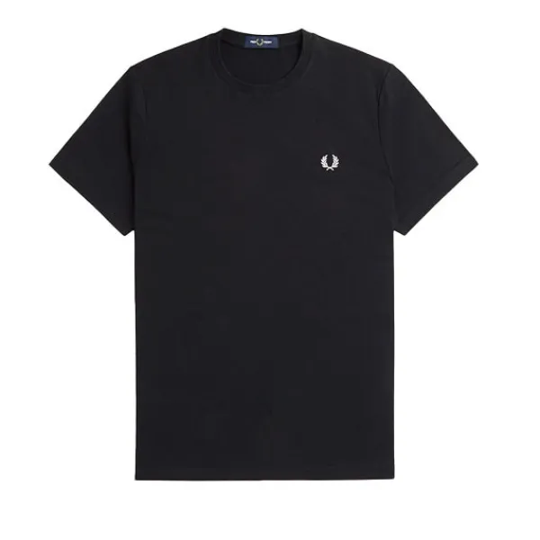 T Shirts | Fred Perry Rear Powder Laurel Graphic T-Shirt Black