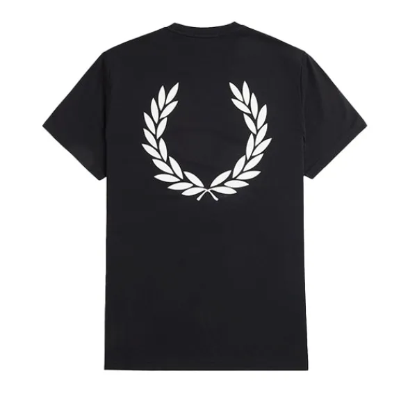 T Shirts | Fred Perry Rear Powder Laurel Graphic T-Shirt Black