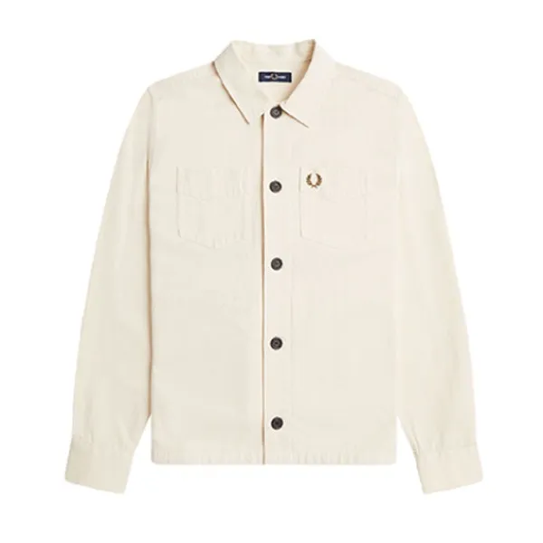 Shirts | Jackets | Fred Perry Twill Overshirt Ecru Cream