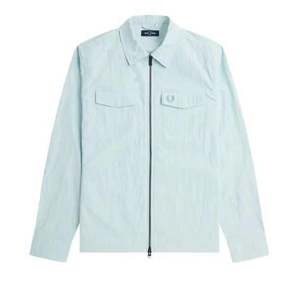 Jackets | Fred Perry Zip Overshirt Light Ice Blue