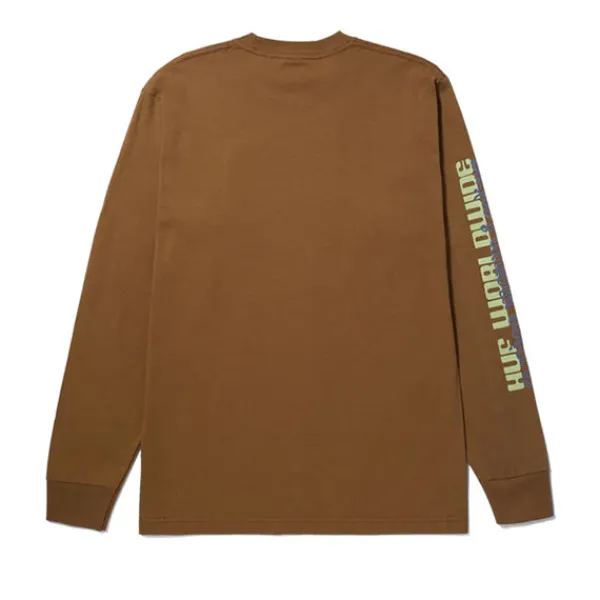 T Shirts | HUF Beware LS Tee Camel Brown