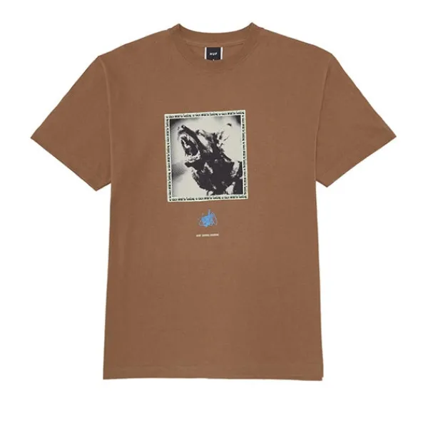 T Shirts | HUF Beware SS T Shirt Camel Brown