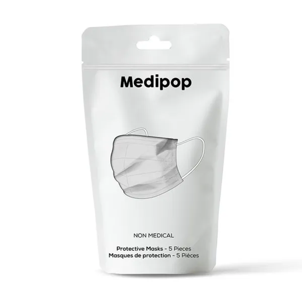 Headwear | Medipop Standard Face Mask 5 Pack White