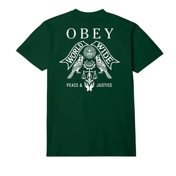 T Shirts | Obey Birds Of Justice T-Shirt Forest Green