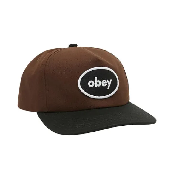 Headwear | Obey Dom 5 Panel Snapback Sepia