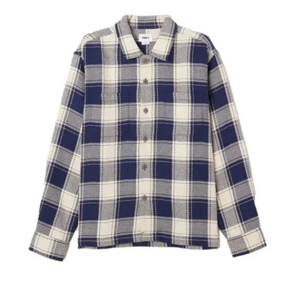 Shirts | Obey Echos Woven Shirt Academy Navy Multi Blue