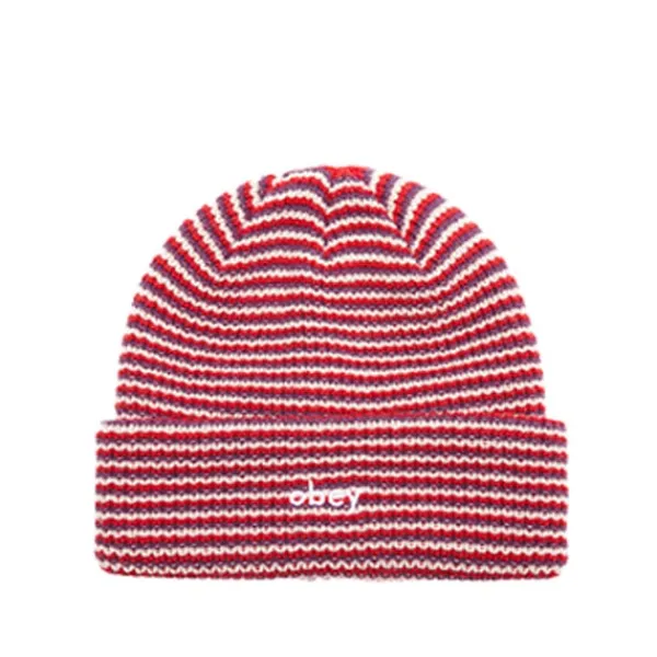 Headwear | Obey Parker Striped Beanie Multi Red