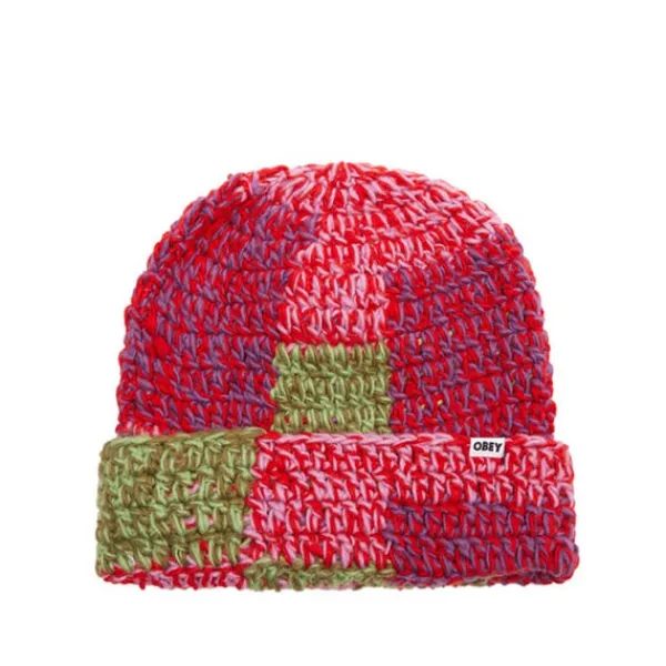 Headwear | Obey Patchwork Rib Beanie Multi Red