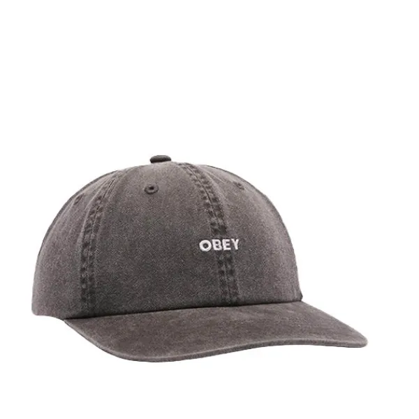 Headwear | Obey Pigment Lowercase 6 Panel Strap Pigment Black