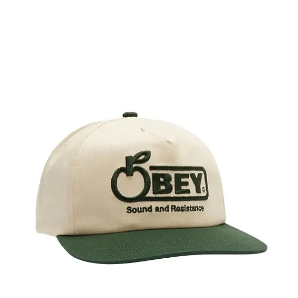 Headwear | Obey Sound Twill 5 Panel Snapback Unbleached