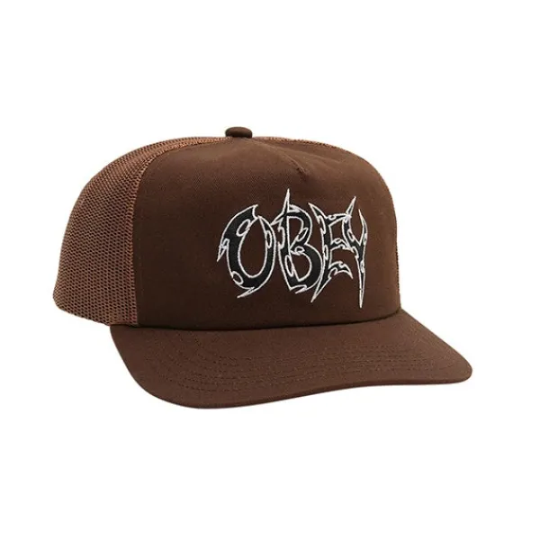 Headwear | Obey Thornz Twill Trucker Cap Sepia