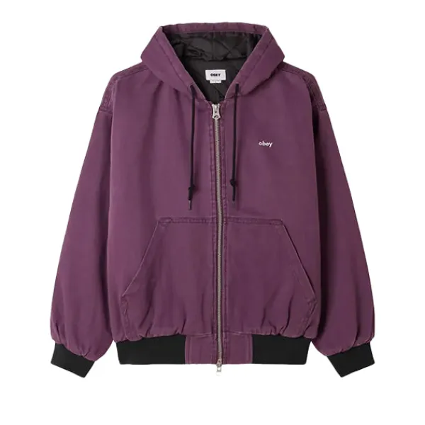 Jackets | Obey Wiltern Zip Up Hood Potent Faded Wash Purple