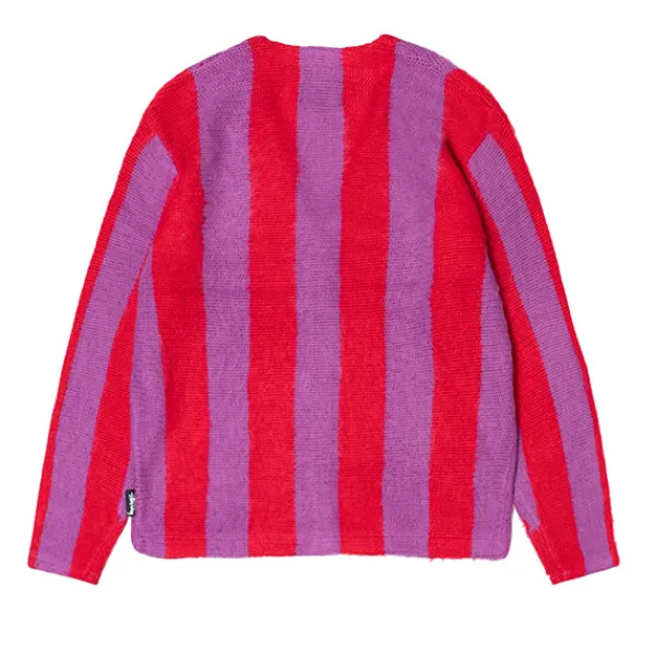 Knitwear | Stussy Stripe Brushed Cardigan Purple